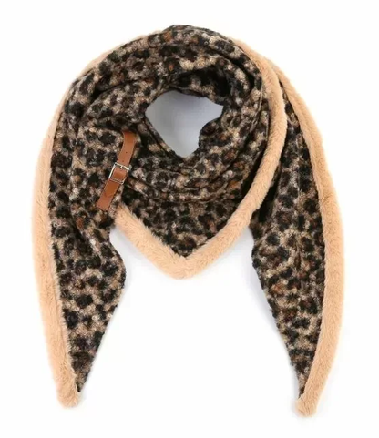 Beige luxe dames winter sjaal / omslagdoek Faux Fur Luipaard