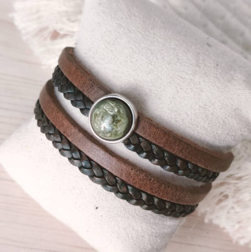 Armband Aster | Leer WF - groen