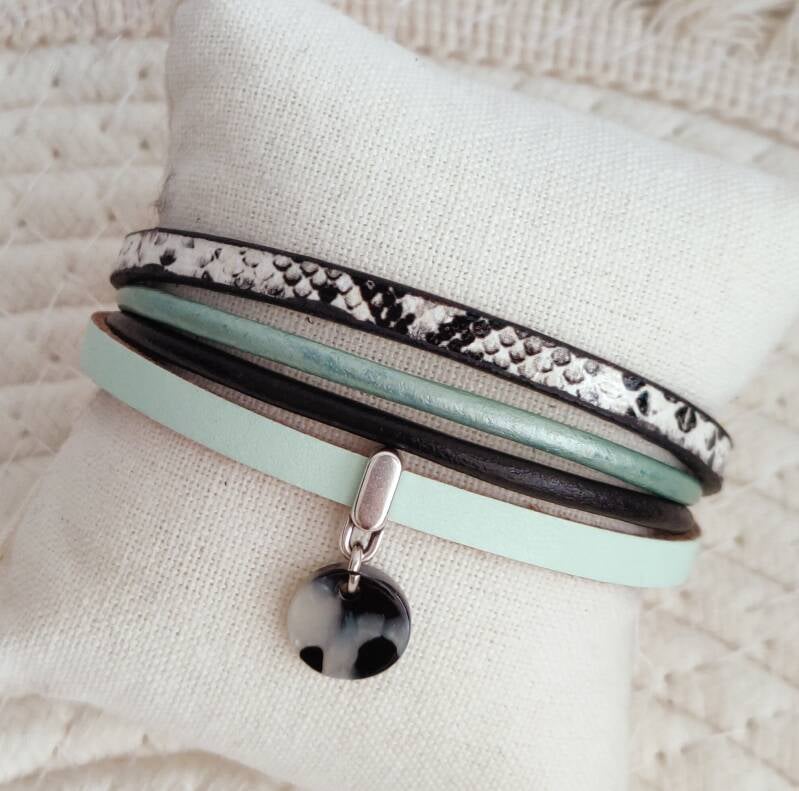 Armband Lathyrus | Leer SF - groen/zwart