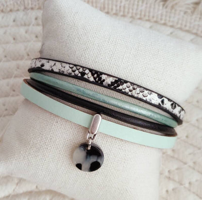 Armband Lathyrus | Leer SF - groen/zwart