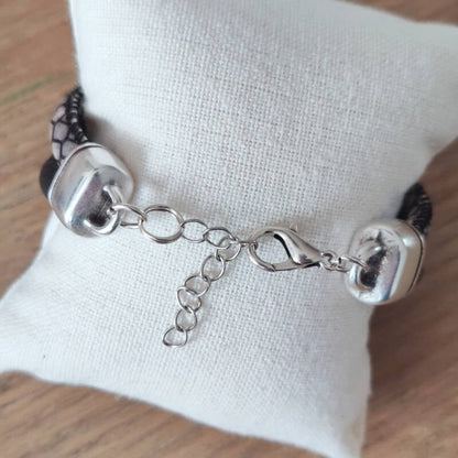 Armband Orchis | Leer SR - zwart/wit