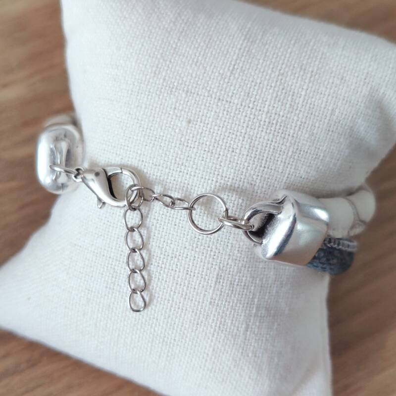 Armband Calla | Leer SR - blauw/wit