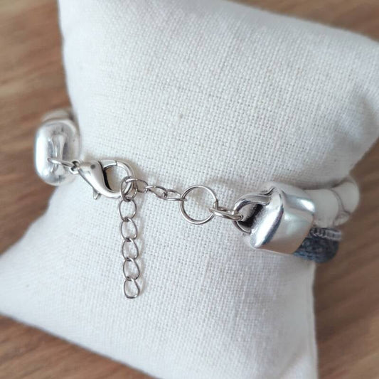 Armband Calla | Leer SR - blauw/wit