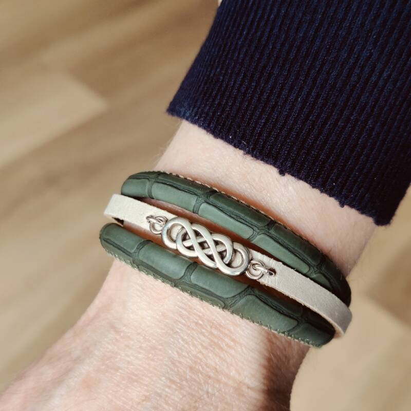 Armband Camelia | Leer SR - groen