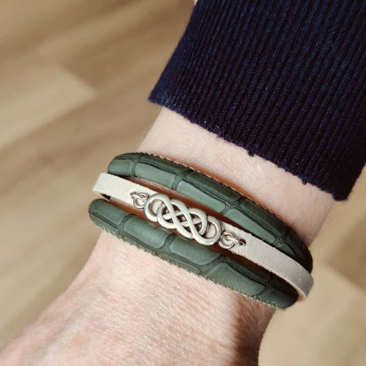 Armband Camelia | Leer SR - groen