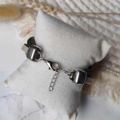 Armband Camelia | Leer SR - groen