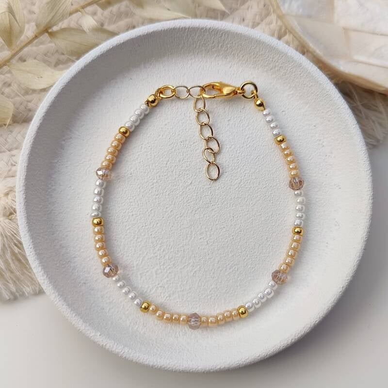 Kralen armband Miyuki & Facet - Beige