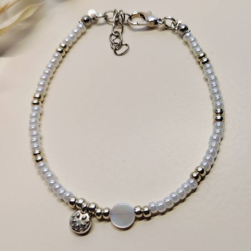Kralen armband Miyuki Disc & Sun - Wit