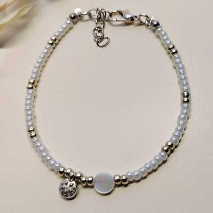 Kralen armband Miyuki Disc & Sun - Wit