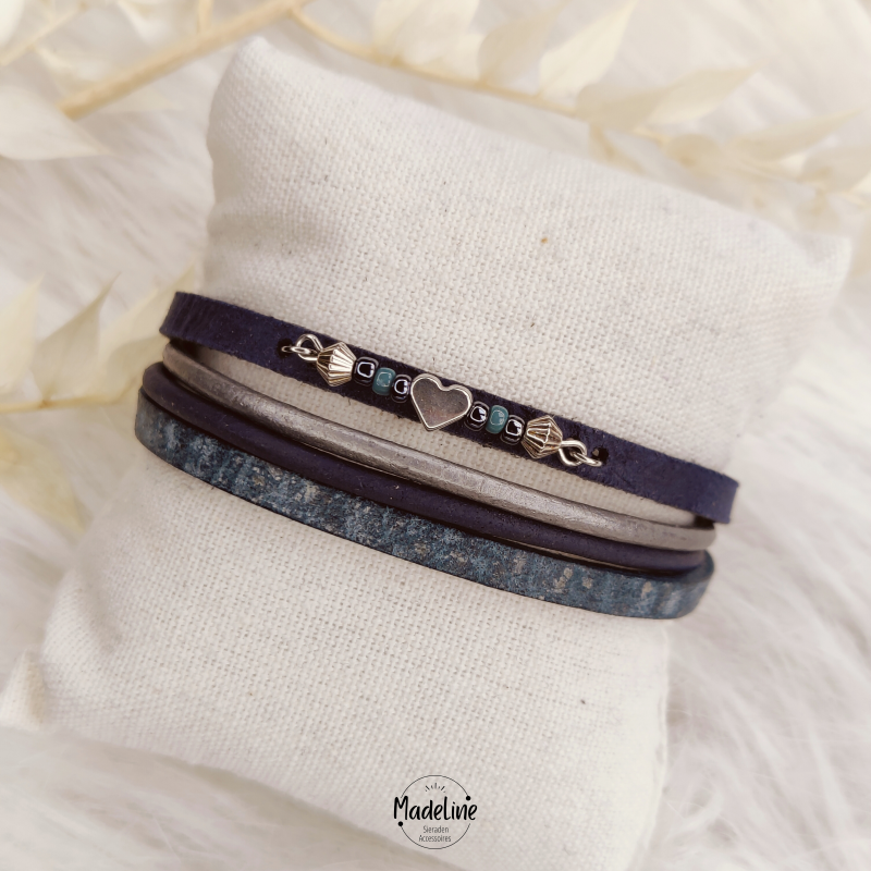 Armband Allium | Leer SF - Blauw