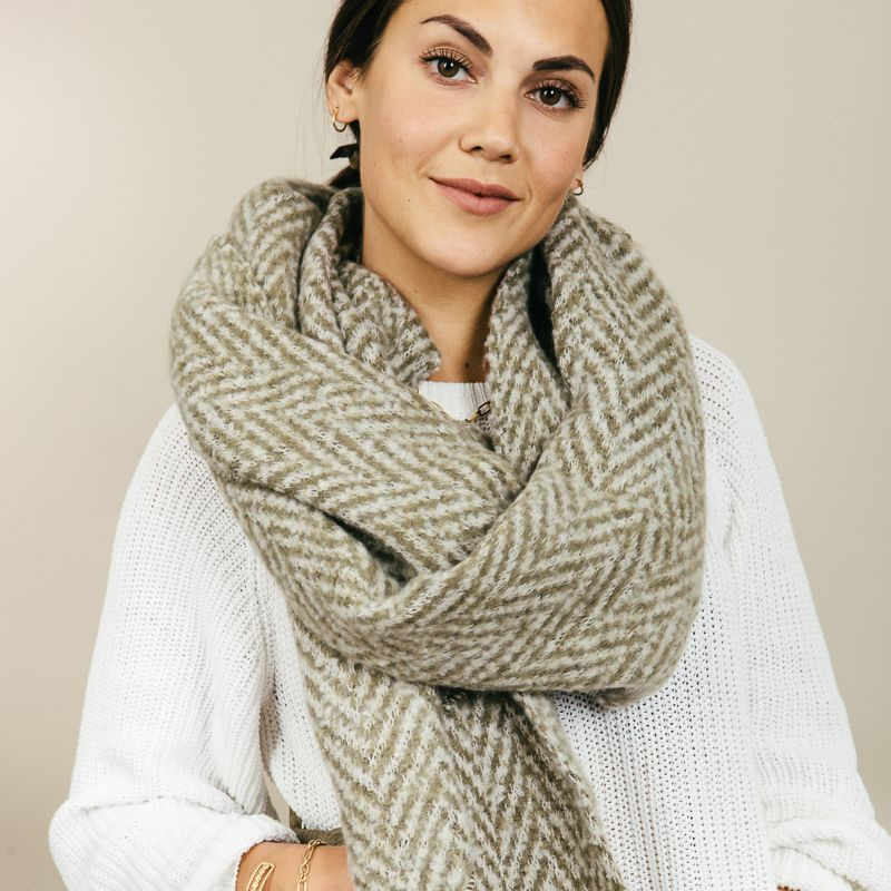 Winter sjaal Warm Herringbone - Groen