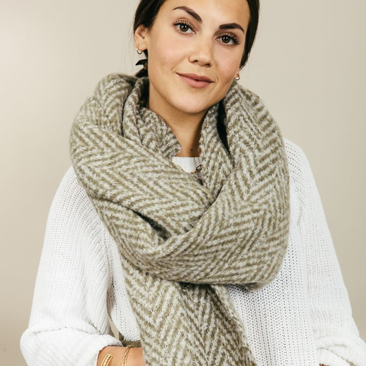 Winter sjaal Warm Herringbone - Groen
