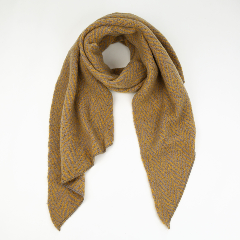 Winter sjaal Warm Herringbone - Geel