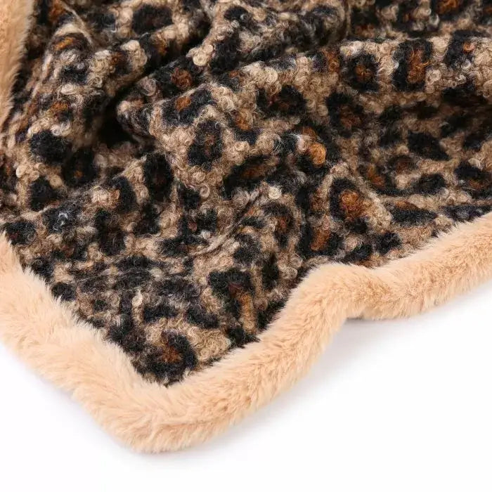 Beige luxe dames winter sjaal / omslagdoek Faux Fur Luipaard