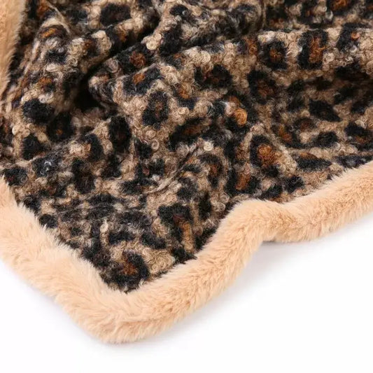 Beige luxe dames winter sjaal / omslagdoek Faux Fur Luipaard