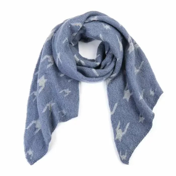 Blauwe dames winter sjaal pied-de-poule