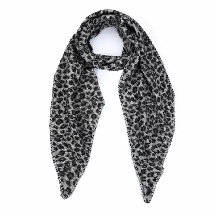 Grijze dames "all-season" sjaal - Leopard Bouclé
