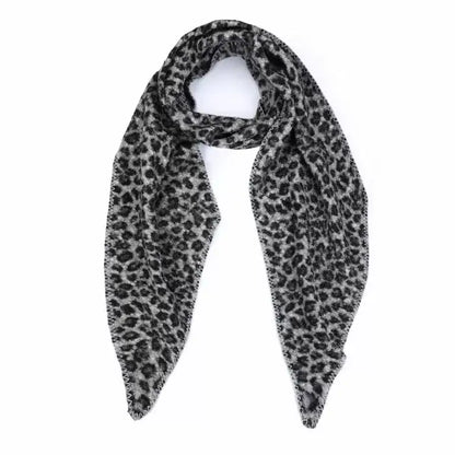 Grijze dames "all-season" sjaal - Leopard Bouclé