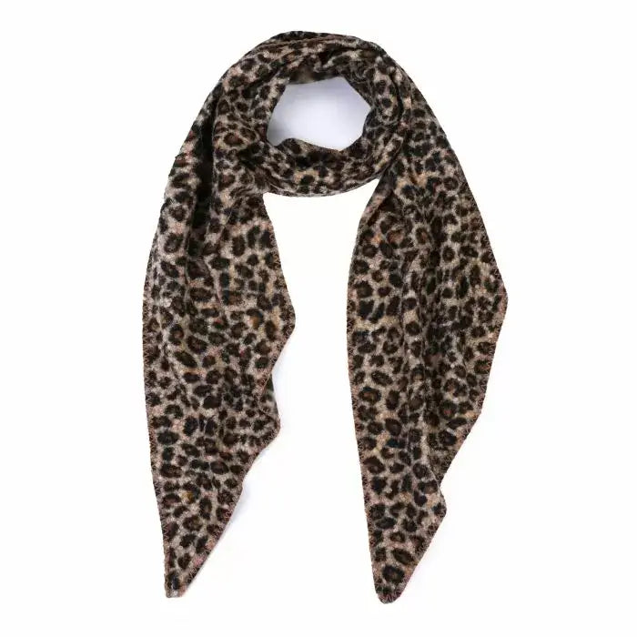 Khaki dames "all-season" sjaal - Leopard Bouclé