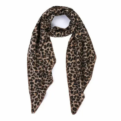Khaki dames "all-season" sjaal - Leopard Bouclé