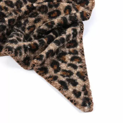 Khaki dames "all-season" sjaal - Leopard Bouclé