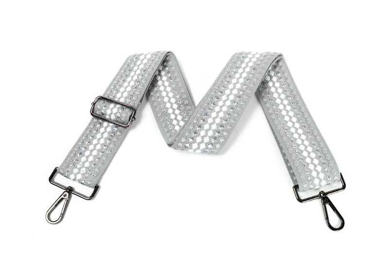 Schouderband / bagstrap dot - zilvergrijs