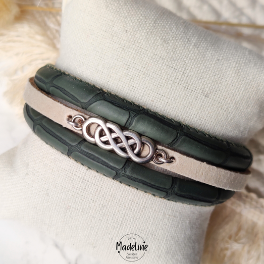 Armband Camelia | Leer SR - groen